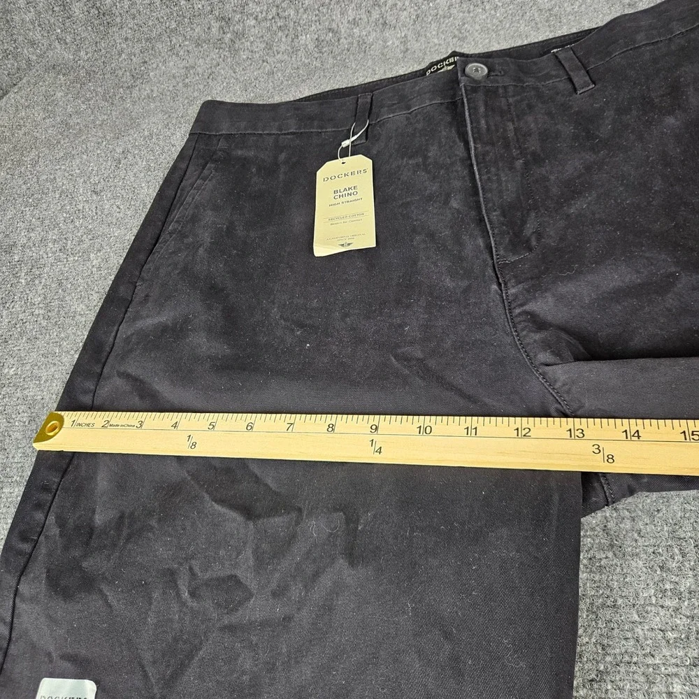 NWT‎ Dockers Blake Chino Black High Straight Pants Mens 34 Stretch Cotton